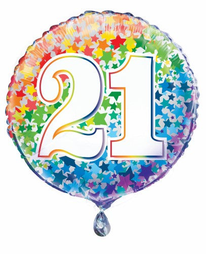 Rainbow 21st 45.7cm (18”) Foil Balloon